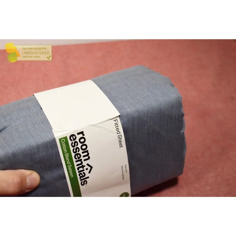 Room Essentials Easy Care Cotton Blend Sateen Fitted Sheet Navy King* #